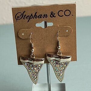 Stephan & Co Casual Dangle Earrings Y2K Silver Tone Metal Rhinestone
